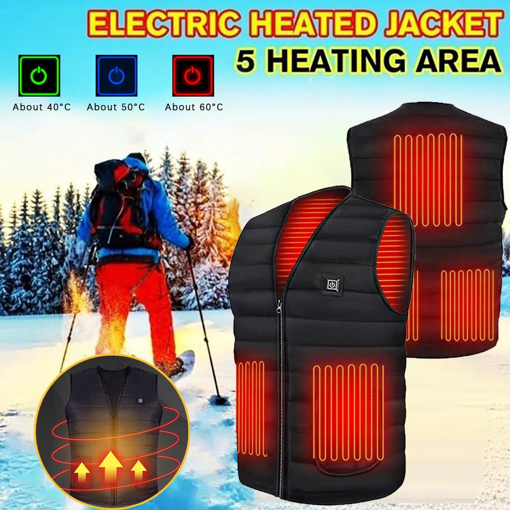 Smart Heated Vest 9-Zone Electric Heating Cotton Warm Jacket for Men & Women