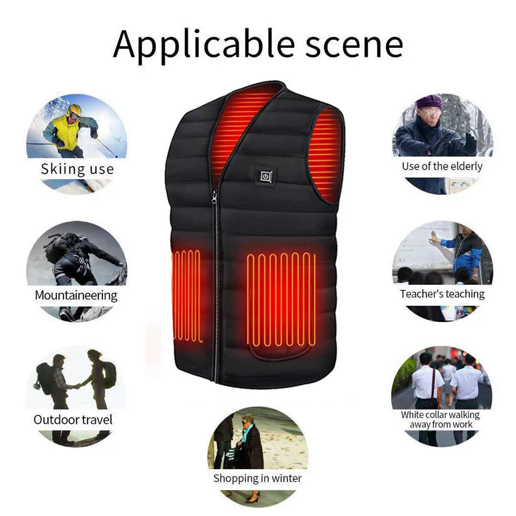 Smart Heated Vest 9-Zone Electric Heating Cotton Warm Jacket for Men & Women
