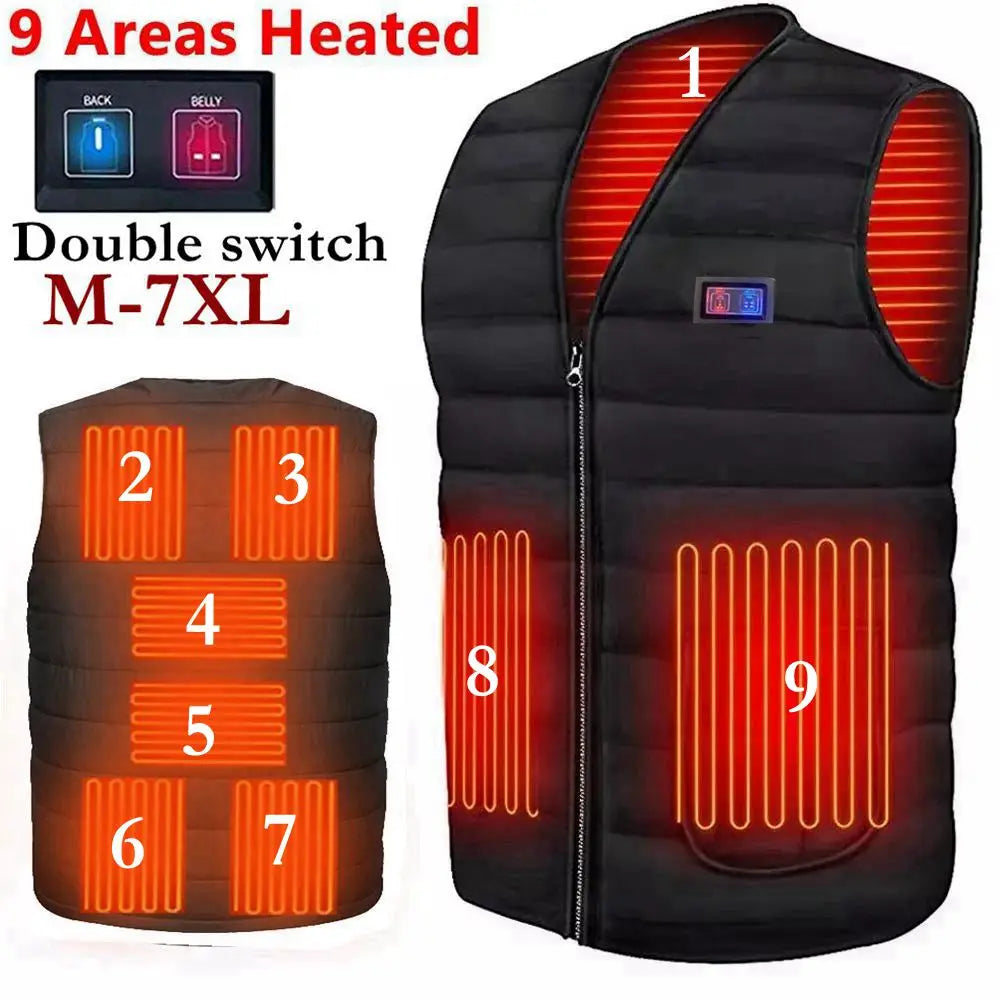 Smart Heated Vest 9-Zone Electric Heating Cotton Warm Jacket for Men & Women