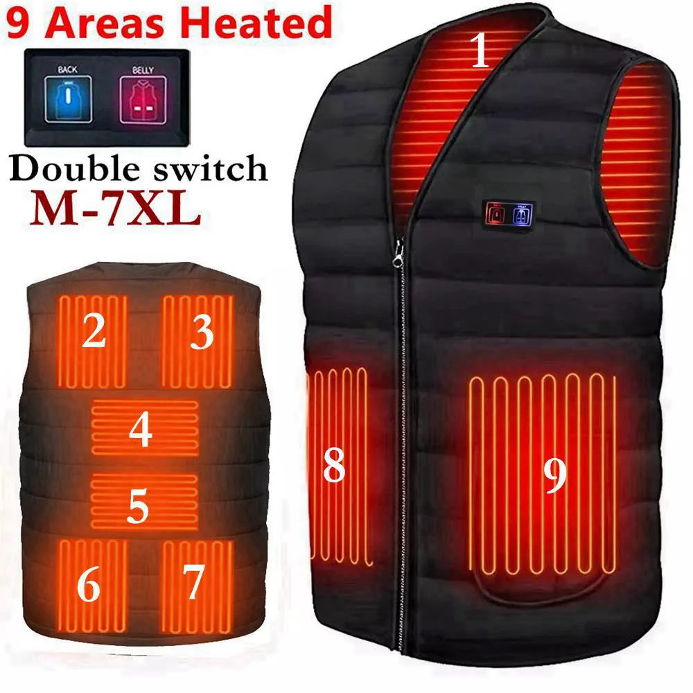 Smart Heated Vest 9-Zone Electric Heating Cotton Warm Jacket for Men & Women