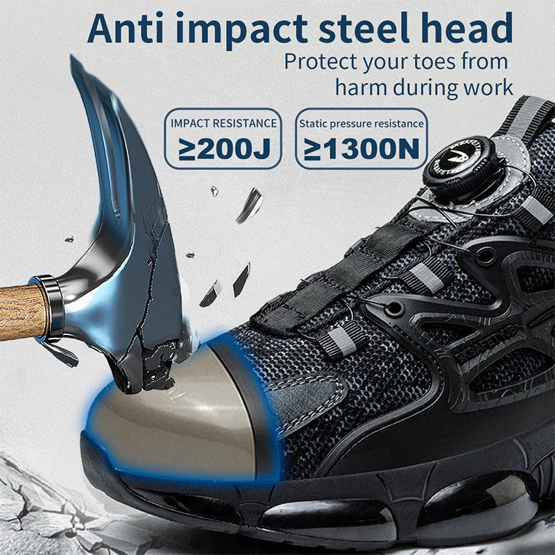 Rotating Button Steel Toe Safety Shoes