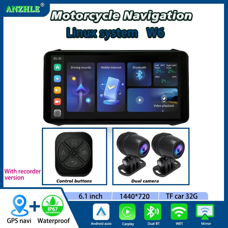 6.1" Waterproof Motorcycle GPS Display