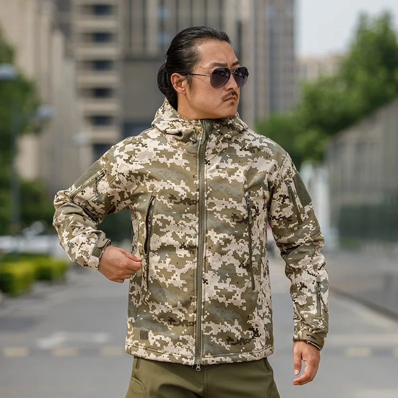 Men’s Sharkskin Softshell Camouflage Tactical Jacket