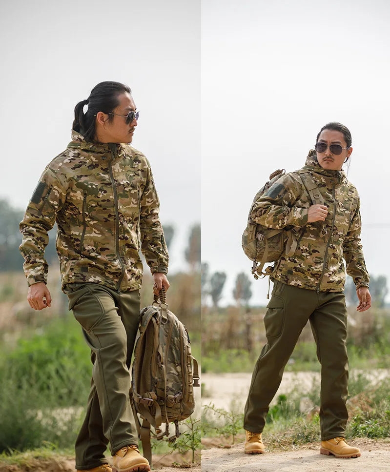 Men’s Sharkskin Softshell Camouflage Tactical Jacket