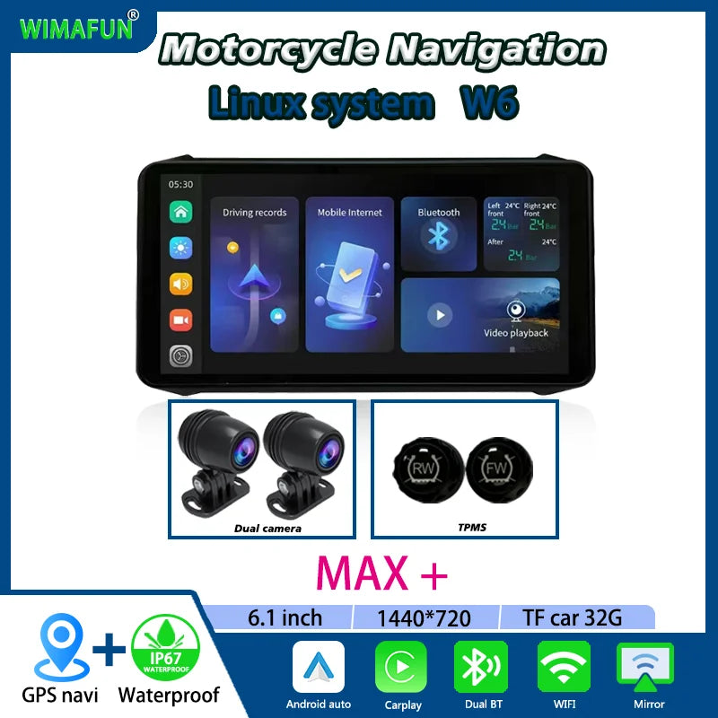 6.1" Waterproof Motorcycle GPS Display