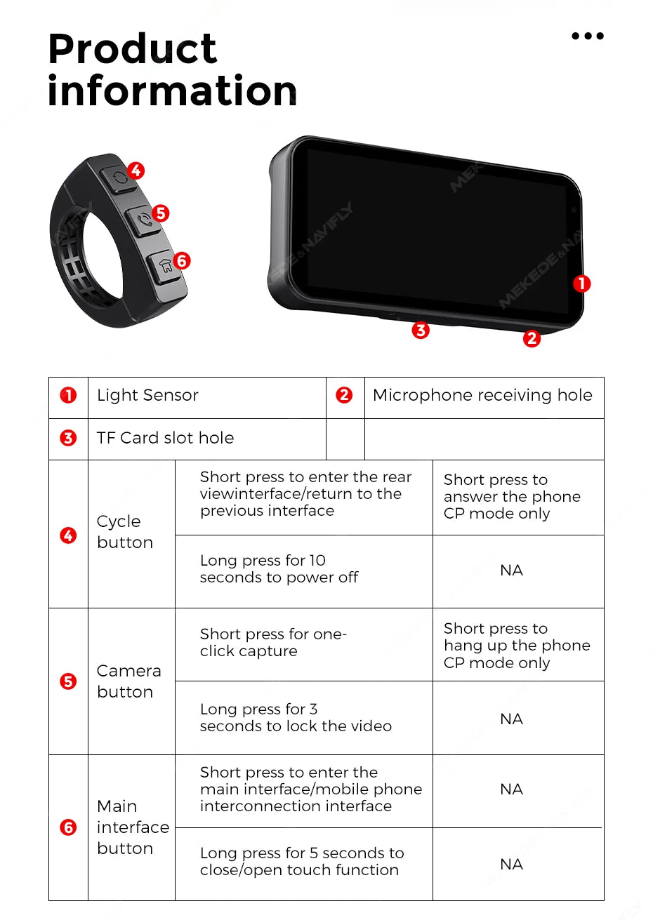 NaviFly 6.25" Motorcycle GPS Display