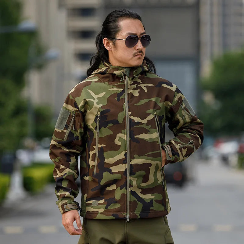 Men’s Sharkskin Softshell Camouflage Tactical Jacket