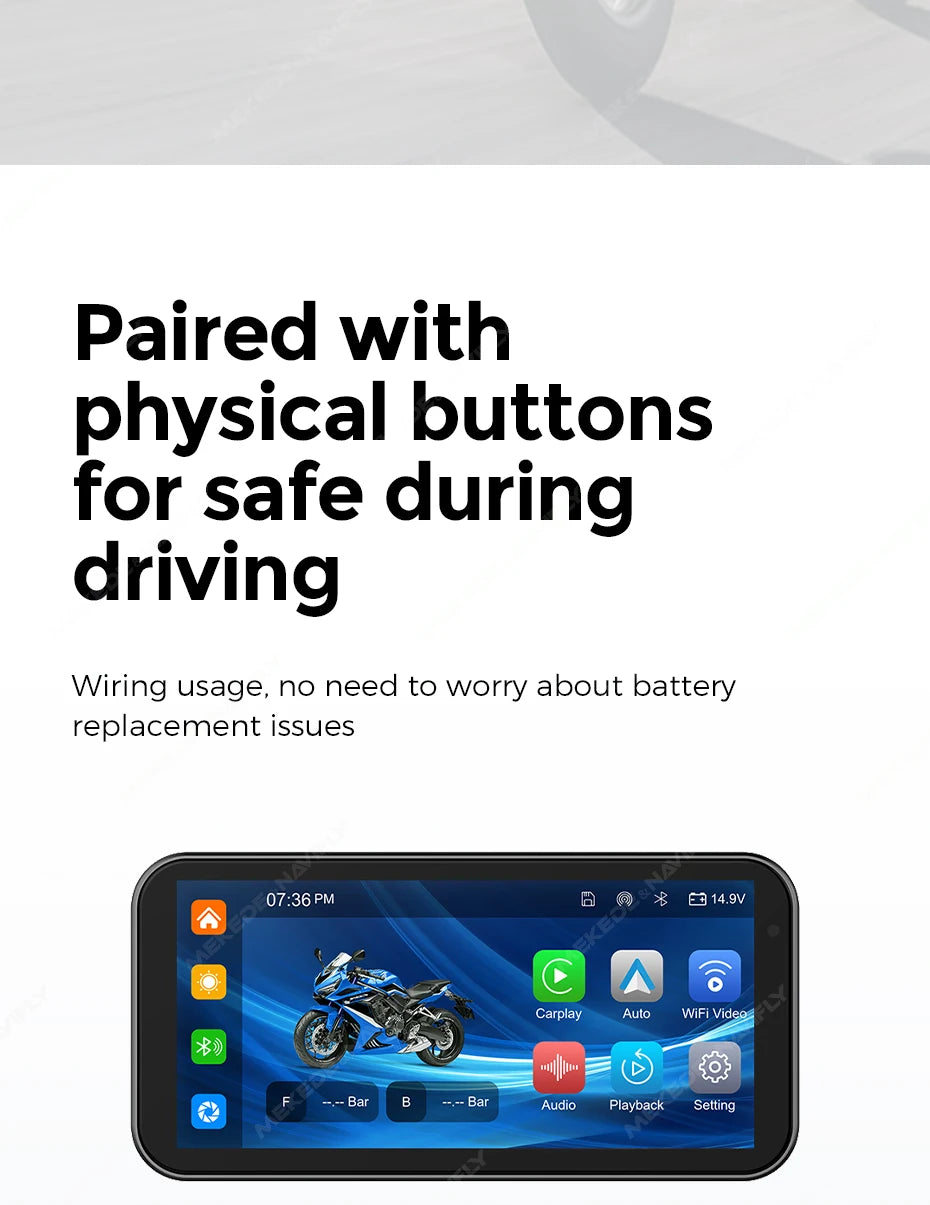 NaviFly 6.25" Motorcycle GPS Display