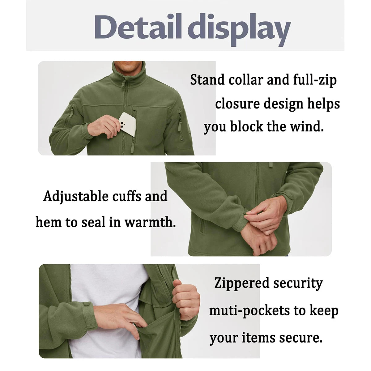 TACVASEN Men’s Fleece Jacket Windproof