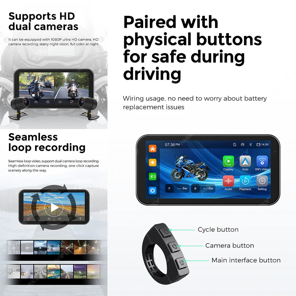 NaviFly 6.25" Motorcycle GPS Display