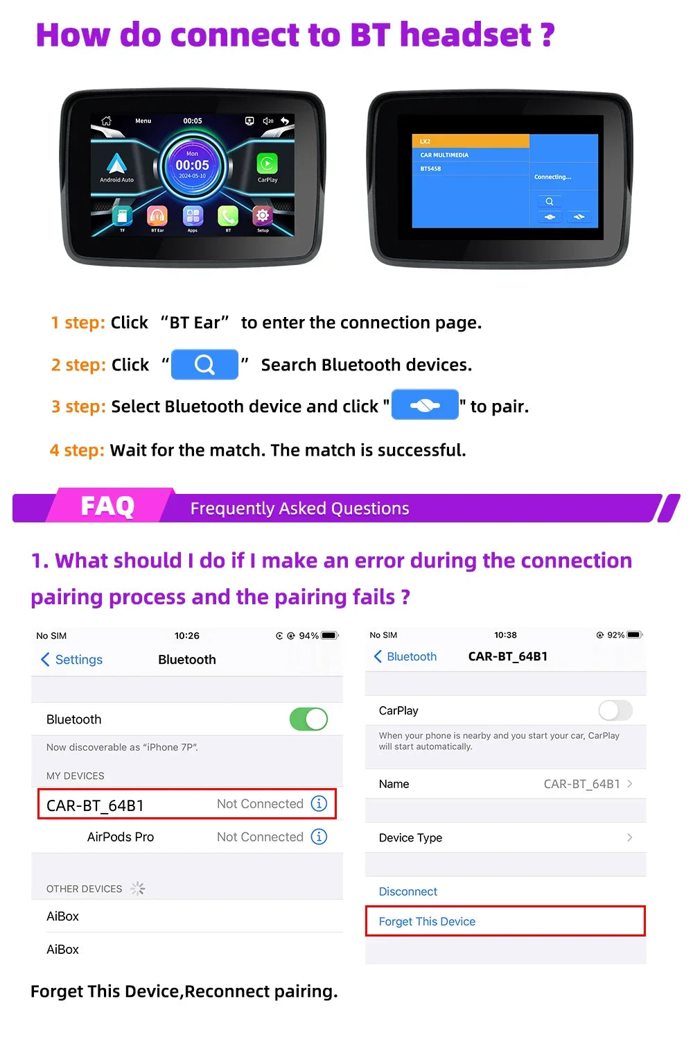 EKIY 5.0" Motorcycle GPS Display  Product Highlights: