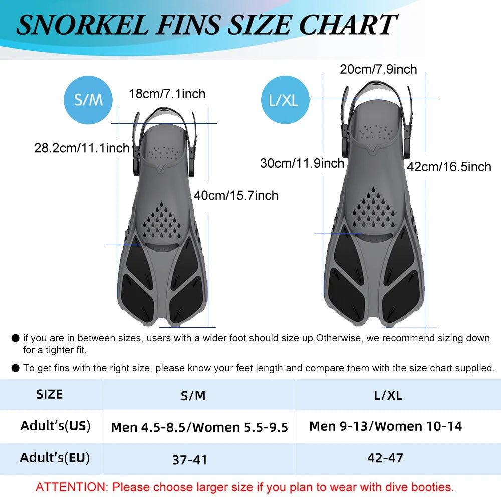 Adjustable Snorkel Fins for Adults