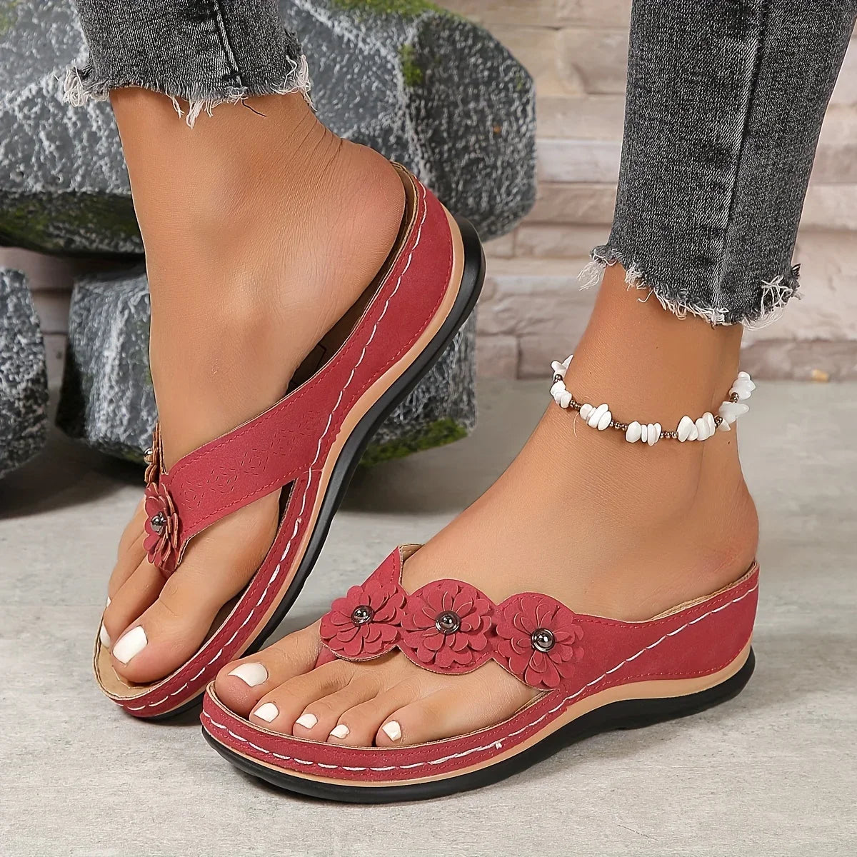 Floral Beach Flip-Flops for Women
