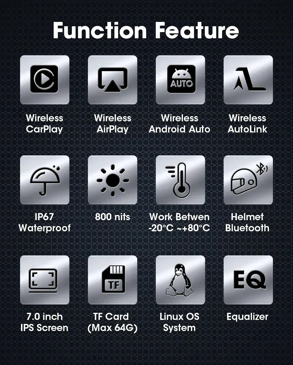 Portable CarPlay Motorcycle GPS