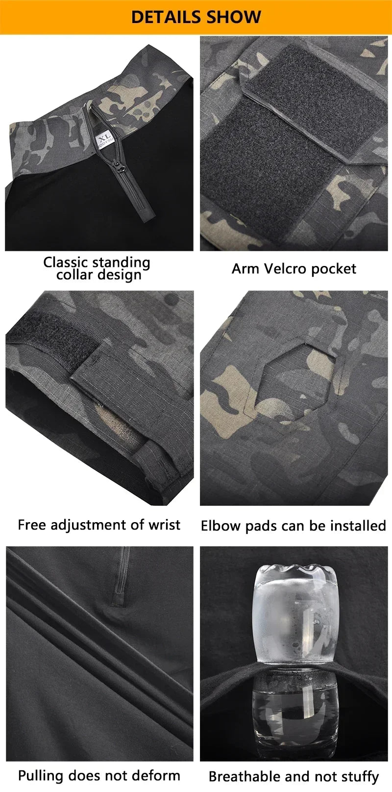 Men’s Tactical Combat Shirt – Ripstop Camo 1/4 Zip Long Sleeve