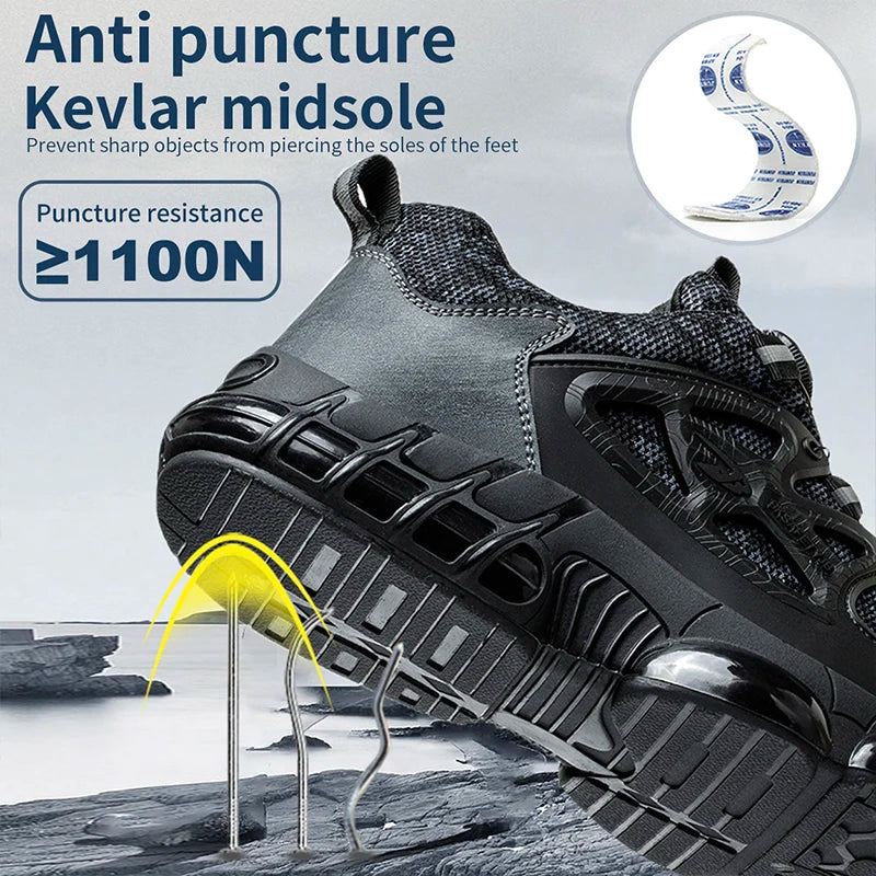 Rotating Button Steel Toe Safety Shoes