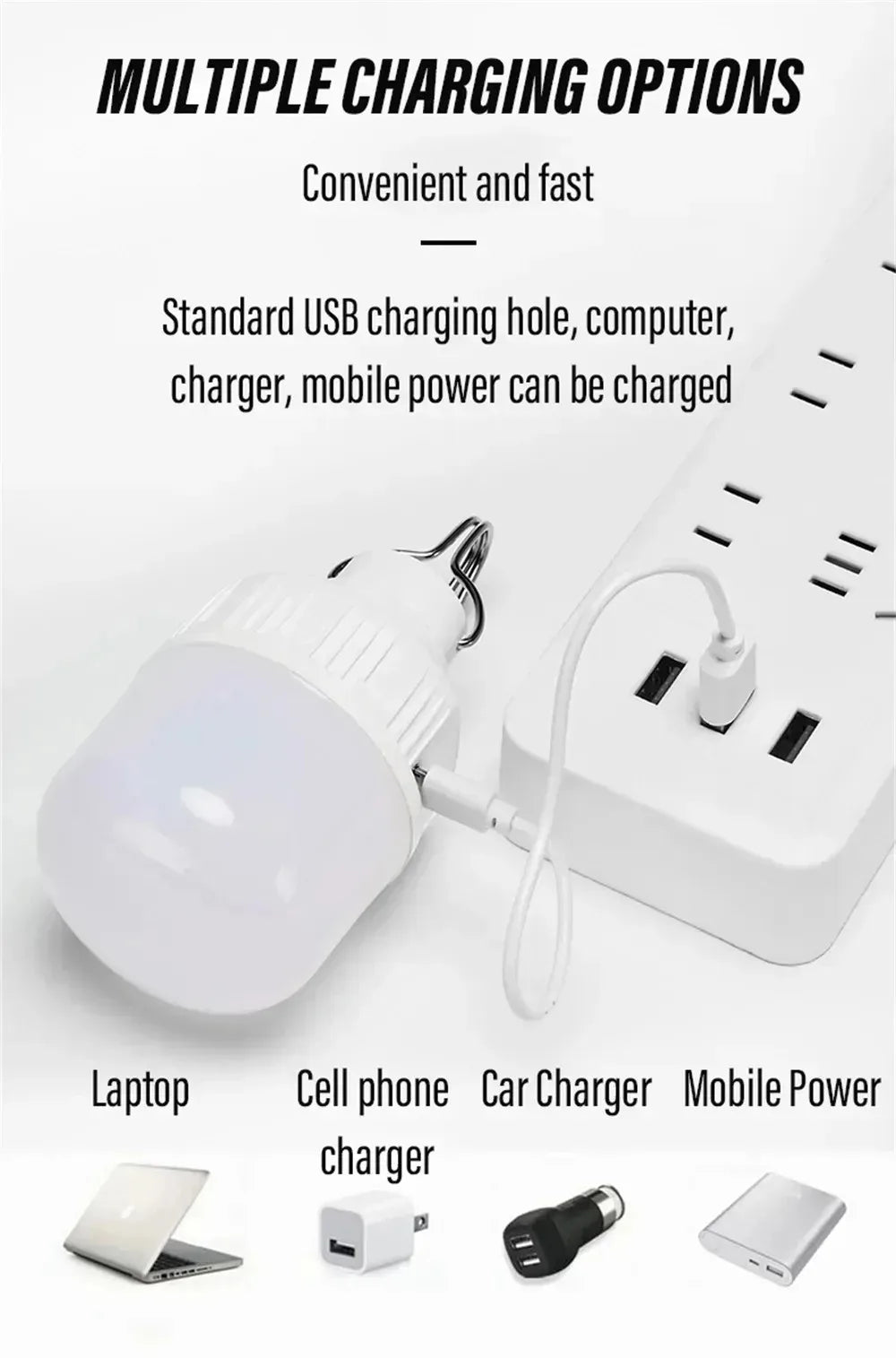 USB Rechargeable LED Camping Bulb