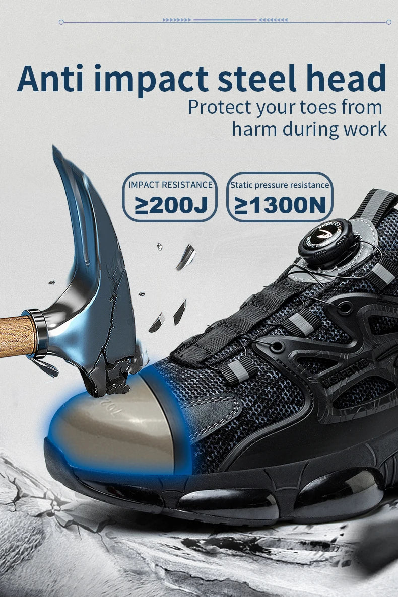 Rotating Button Steel Toe Safety Shoes