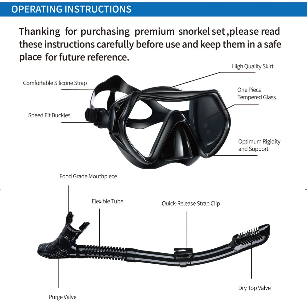 Adult Dry Snorkel Diving Set