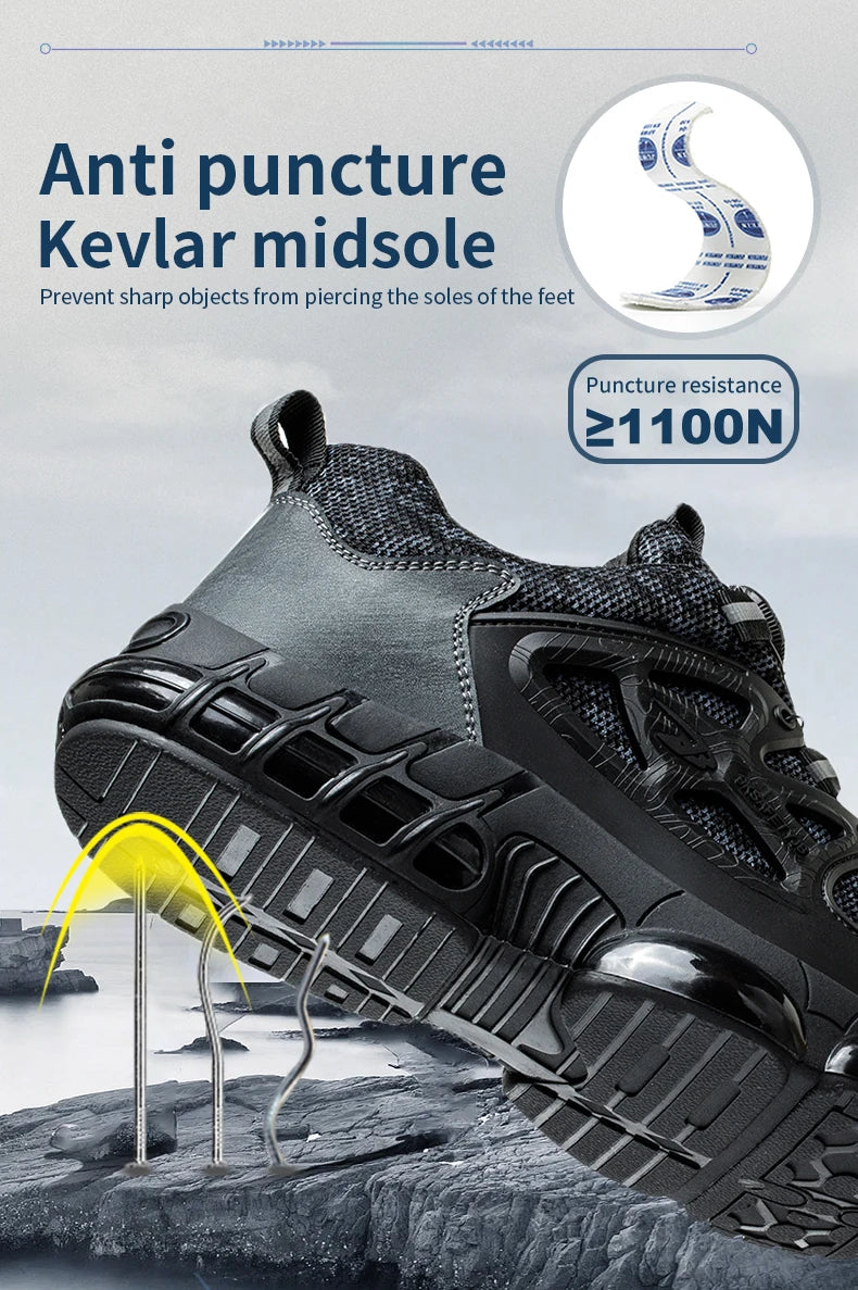 Rotating Button Steel Toe Safety Shoes