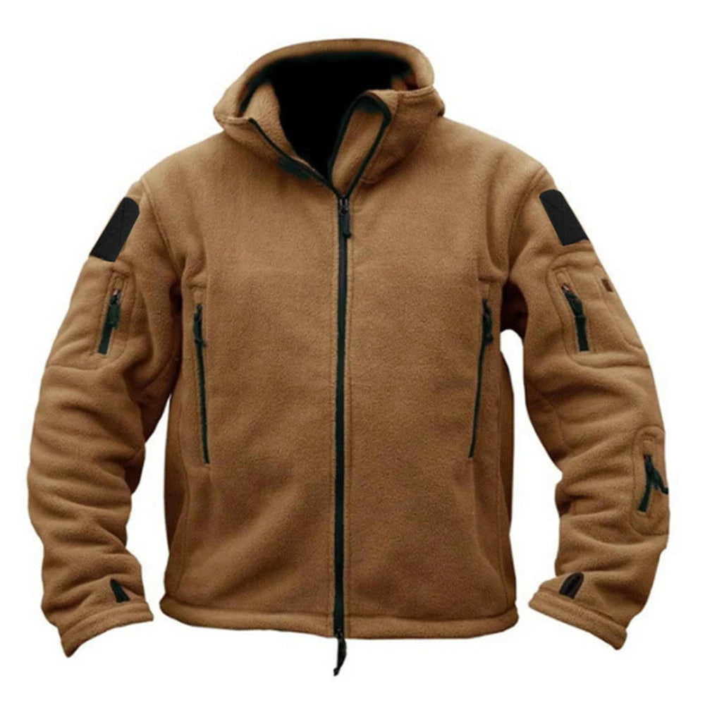 Men’s US Military Winter Fleece Tactical Softshell Hooded Jacket