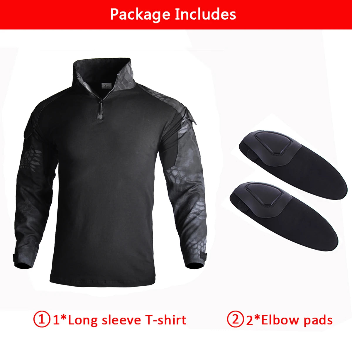 Men’s Tactical Combat Shirt – Ripstop Camo 1/4 Zip Long Sleeve