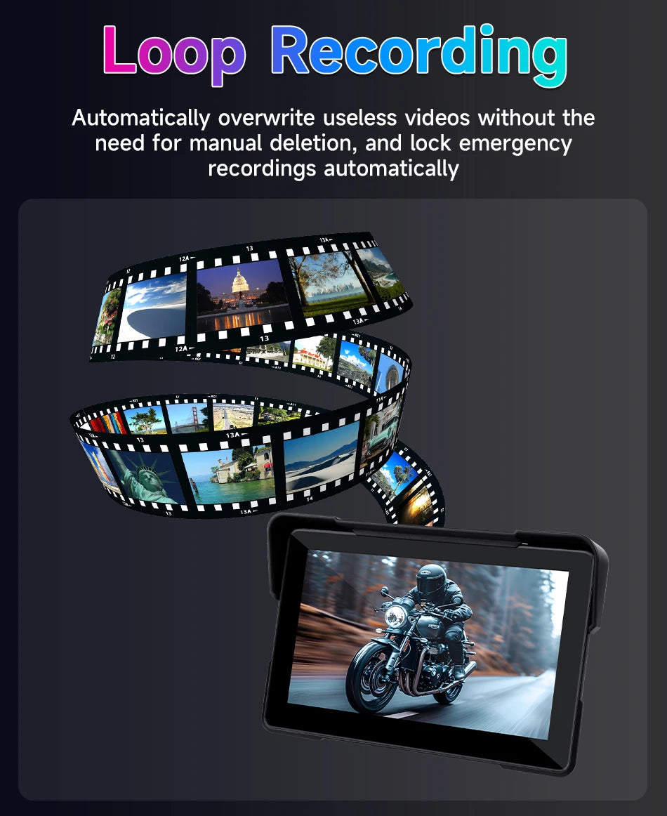 Vtopek 5"/7" Motorcycle GPS DVR