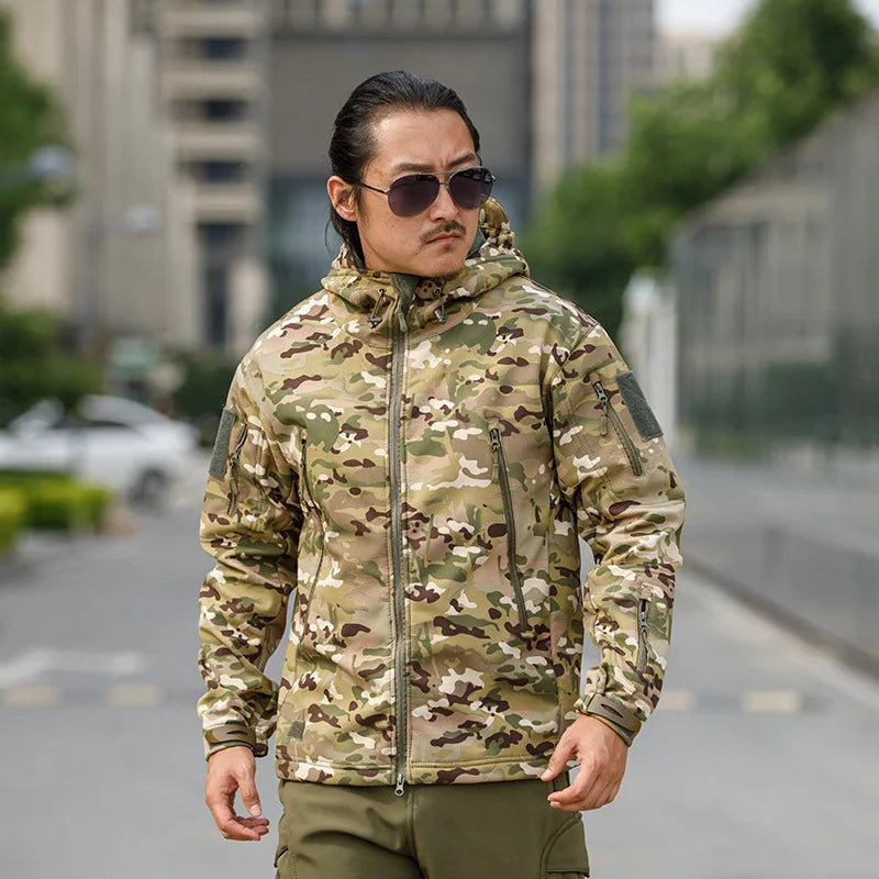 Men’s Sharkskin Softshell Camouflage Tactical Jacket