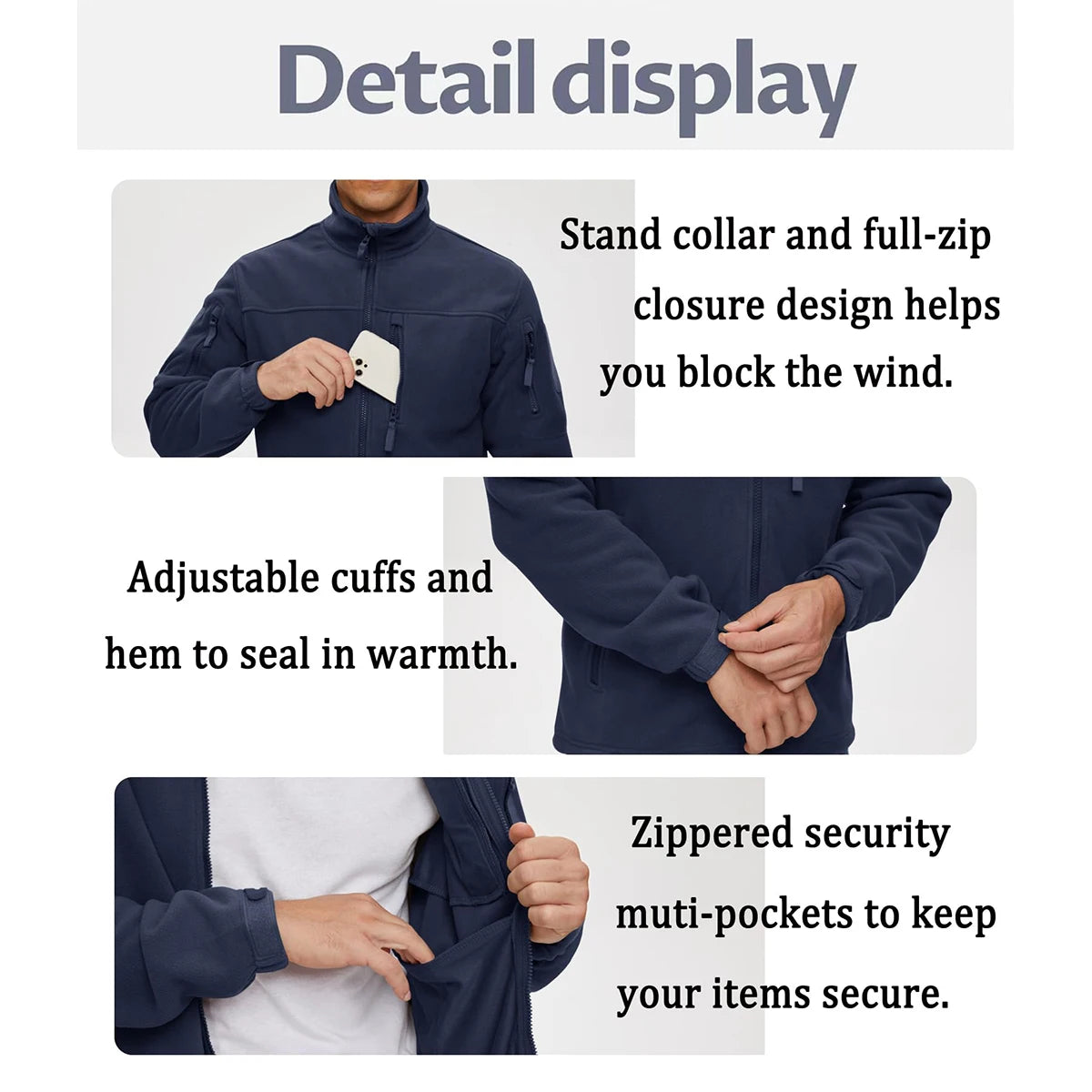 TACVASEN Men’s Fleece Jacket Windproof