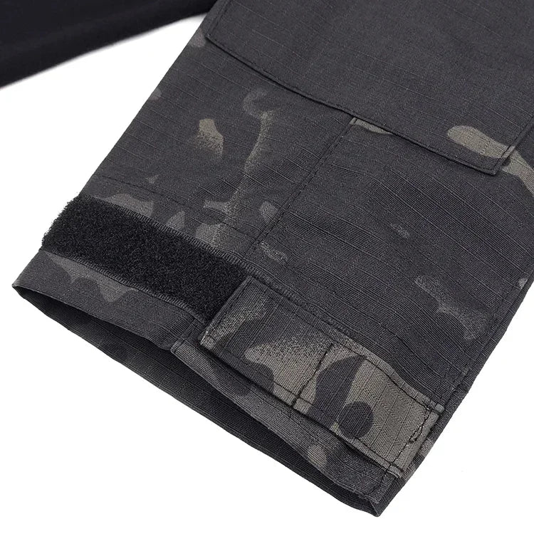 Men’s Tactical Combat Shirt – Ripstop Camo 1/4 Zip Long Sleeve