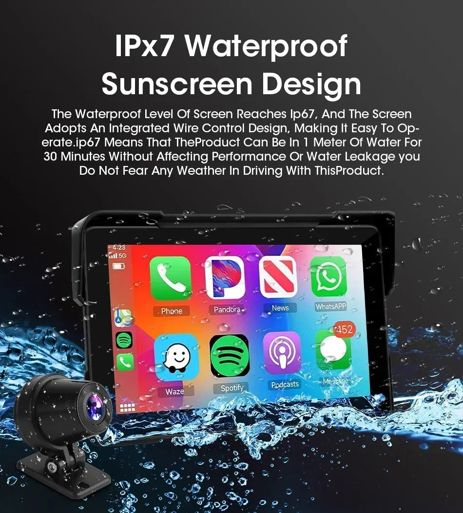 Portable CarPlay Motorcycle GPS