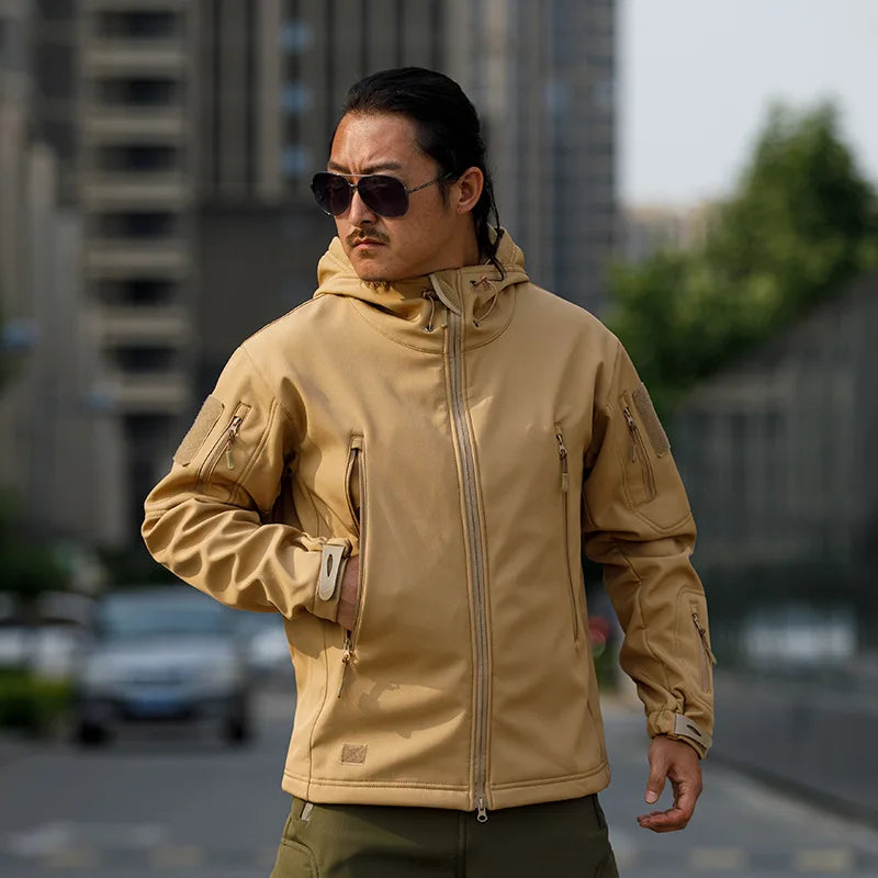 Men’s Sharkskin Softshell Camouflage Tactical Jacket