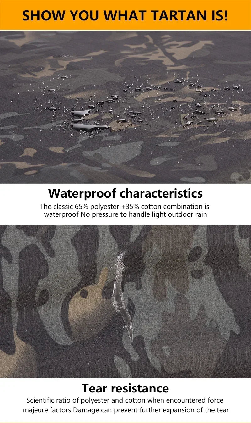 Men’s Tactical Combat Shirt – Ripstop Camo 1/4 Zip Long Sleeve