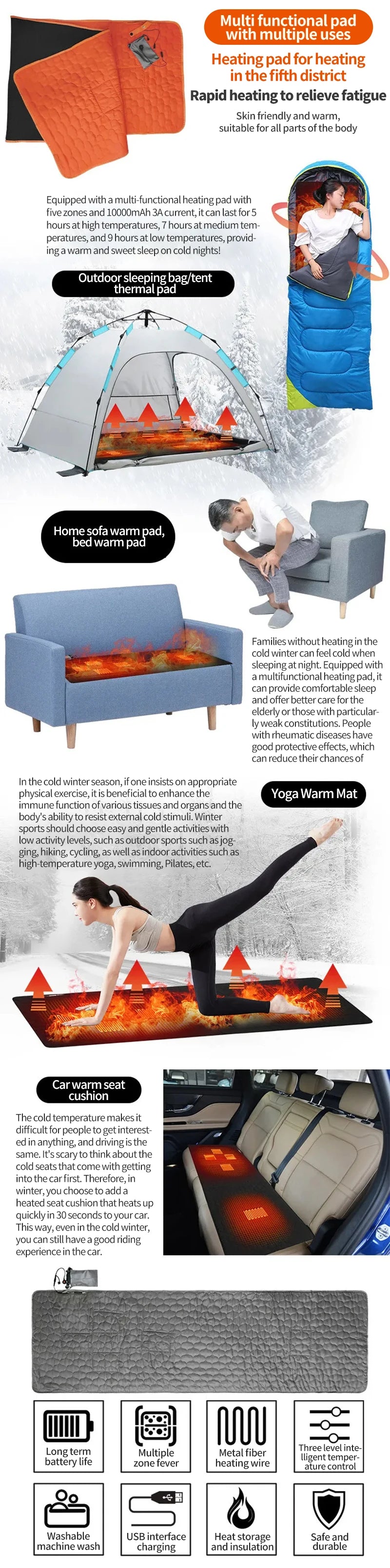 USB Heated Sleeping Mat