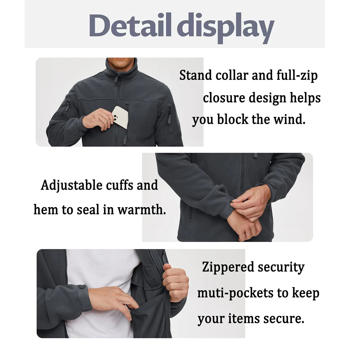 TACVASEN Men’s Fleece Jacket Windproof