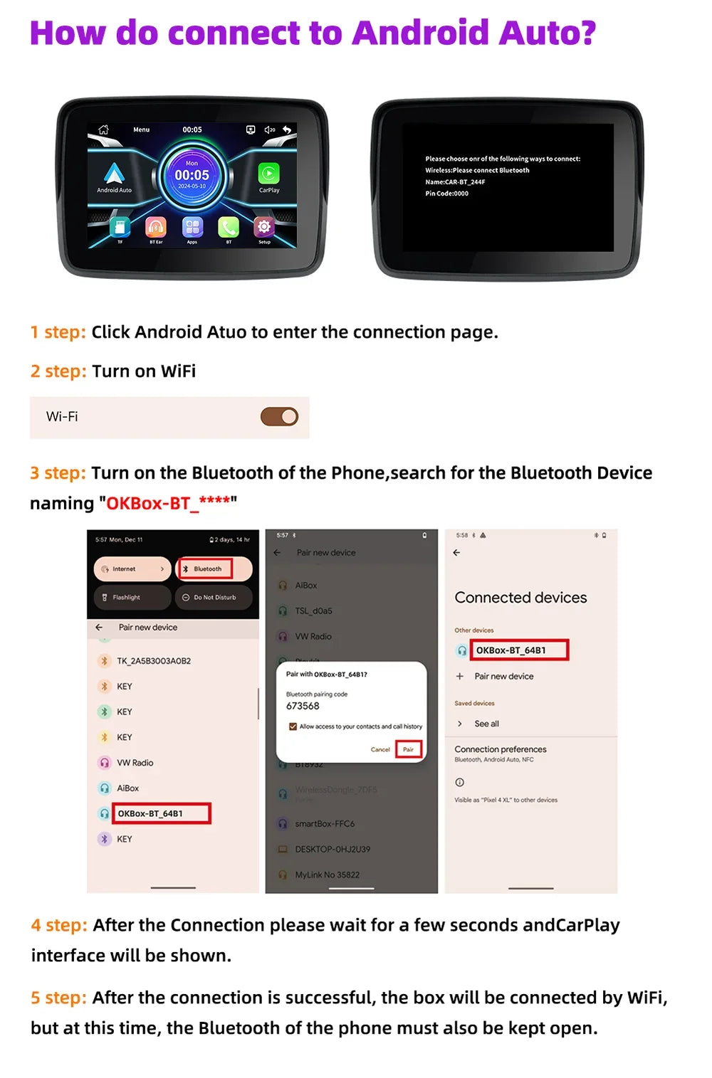 EKIY 5.0" Motorcycle GPS Display  Product Highlights: