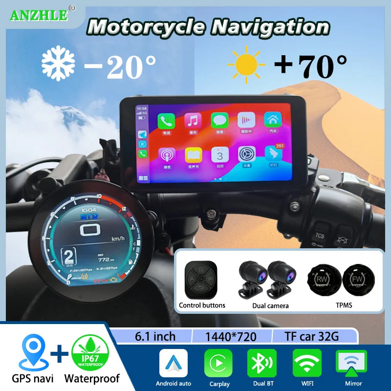 6.1" Waterproof Motorcycle GPS Display