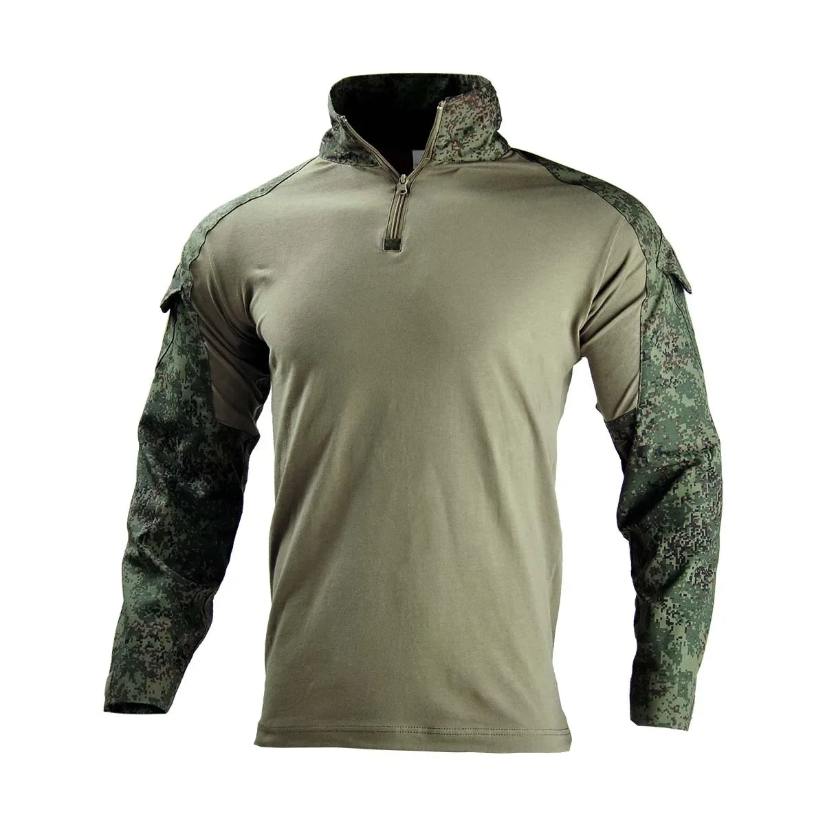 Men’s Tactical Combat Shirt – Ripstop Camo 1/4 Zip Long Sleeve