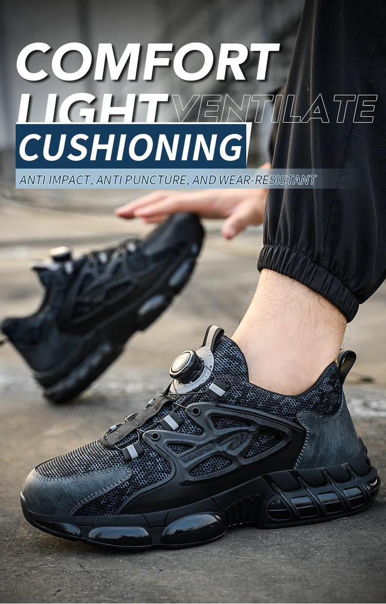 Rotating Button Steel Toe Safety Shoes