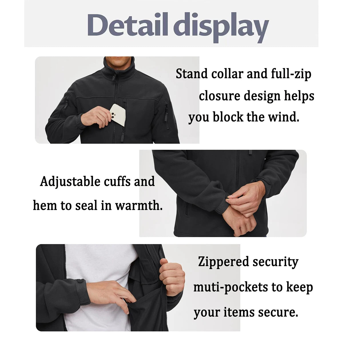 TACVASEN Men’s Fleece Jacket Windproof