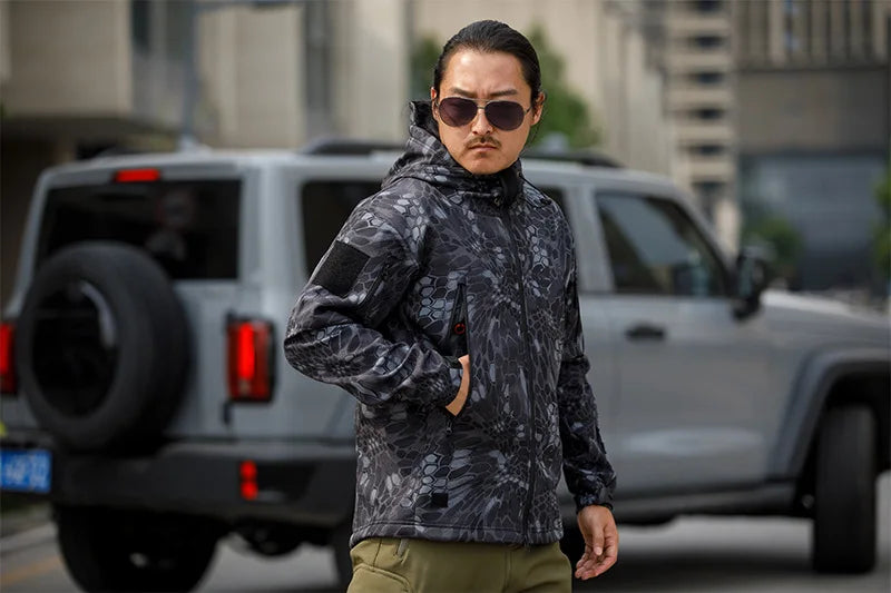 Men’s Sharkskin Softshell Camouflage Tactical Jacket